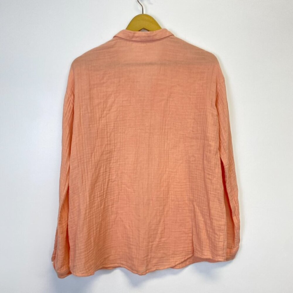 Eileen Fisher Organic Cotton Peach Gauze Button Down Top - Picture 10 of 12